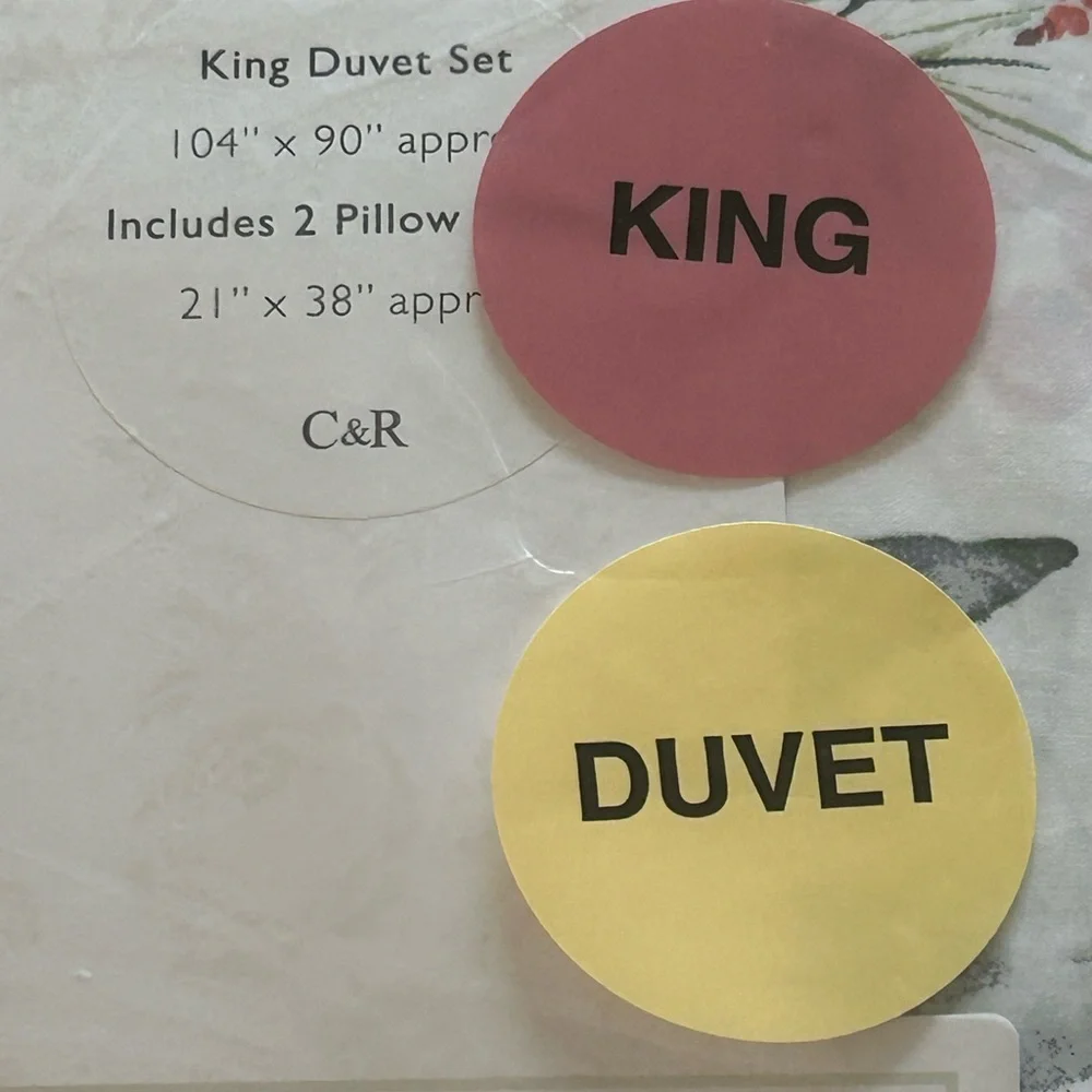 Cabbages & Roses King Size 3 pc. Duvet Set. Christmas Foliage- Fir Ruby. NWT